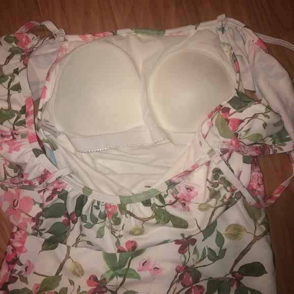 DM fashion Floral off shoulder ruffle Tankini set S - Picture 10 of 11